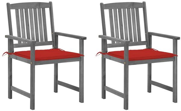 vidaXL Gartenstühle mit Kissen 2 Stk. Grau Massivholz Akazie 3061233