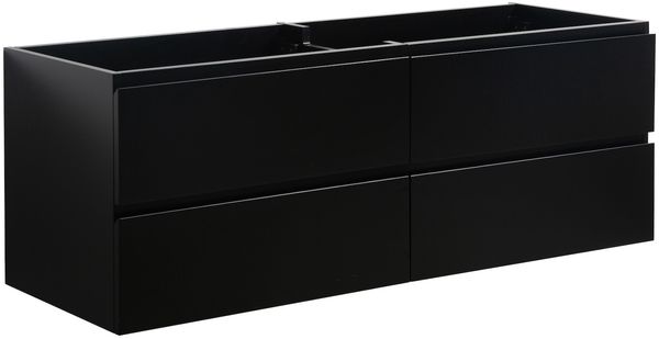 Badplaats Waschbeckenunterschrank Angela 140x48 cm Schwarz Matt - Hängender Badezimmerschrank mit 4 Schubladen, Vormontiert und mit Soft-Close