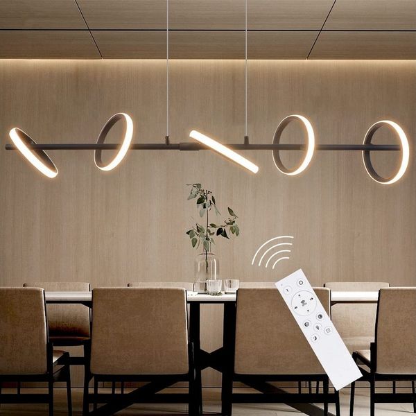 ZMH LED Pendelleuchte Modern Esstisch Drehbaren Abnehmbar Ringen Hängeleuchte Schlafzimmer, dimmbar, LED fest integriert, Tageslichtweiß, Tageslichtweiß