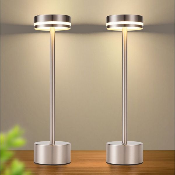 ZMH Tischleuchte 2ER-Set Gold/Schwarz/Weiß USB LED Akku Touchdimmer Nachttischlampe, Touch-Steuerung, LED fest integriert, Warmweiß-Neutralweiß-Kaltweiß, Mehrere Helligkeitsstufen