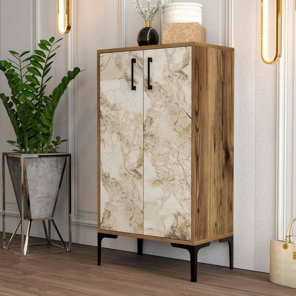 Dmora Schuhschrank Helios 60 x 35 x 111 cm, Braun, 8 Paare, 3 Ablagen