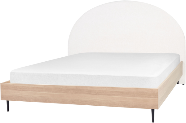 Bett mit Lattenrost MILLAY 180 x 200 cm Stoff Cremeweiß