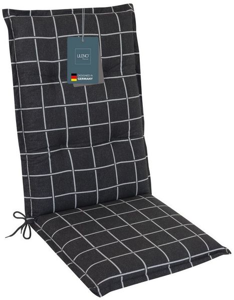 LILENO HOME Hochlehnerauflage Gartenstuhl Auflage, bequeme Sitzauflage für Gartenmöbel, Stuhlkissen, (1 St, 1er Set), Polsterauflage Yacht-Karo Anthrazit, Sitzpolster für Klappstühle