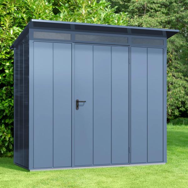 Hörmann Ecostar Metall-Gerätehaus Elegant mit Pultdach Typ 1, 108x238 cm , taubenblau, 2,6 m²,1-flüglige Tür