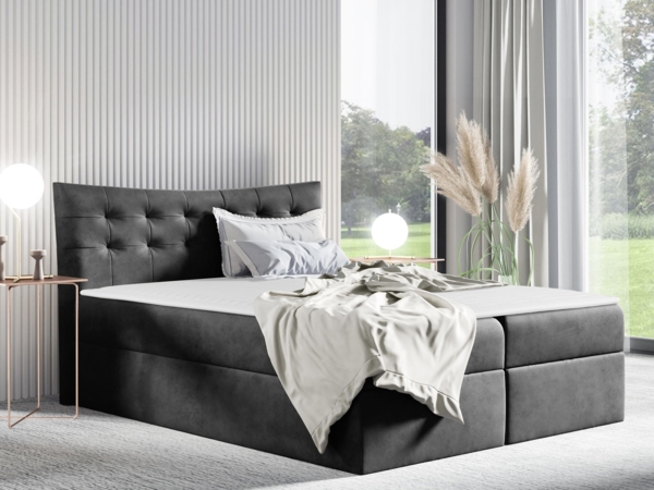 Boxspringbett Rember Ehebett, Grau, 120x200 cm Bild 2