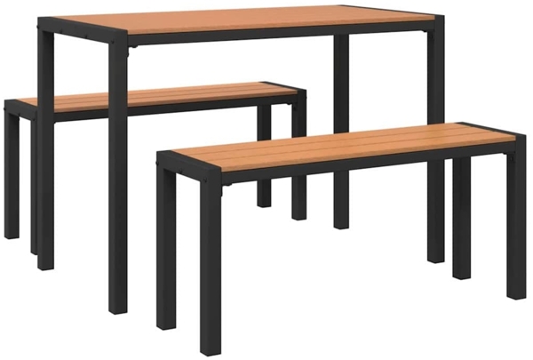 vidaXL Garten Essgruppe mit Kissen 3 pcs Braun Stahl 42001770