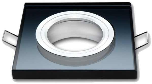 Einbaustrahler GU10 Einbaurahmen Glas Einbauleuchte Ø75mm Bohrloch inkl. GU10 Fassung für LED Leuchtmittel Schwarz Eckig