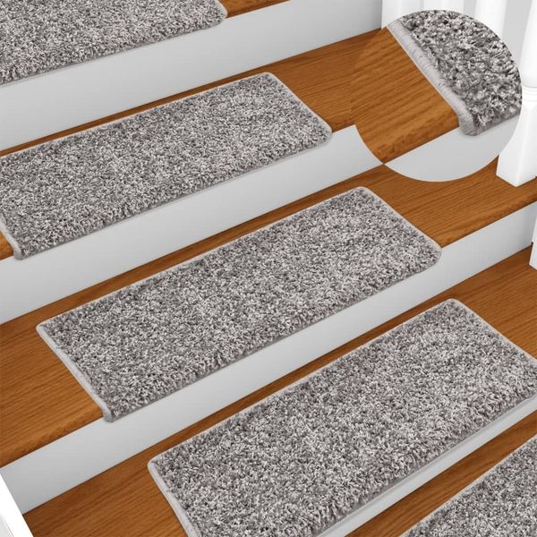 vidaXL Stufenmatten 15 Stk. 65x21x4 cm Grau Rechteckiger Rand 134575