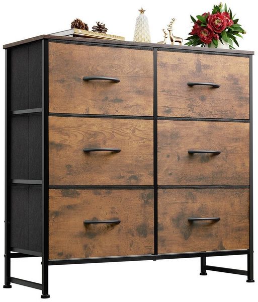 WLIVE Kommode mit 6 Schubladen aus Stoff, Holzplatte, (Breit 80 cm, moderne Kommode, 6), für Wohnzimmer, Schlafzimmer