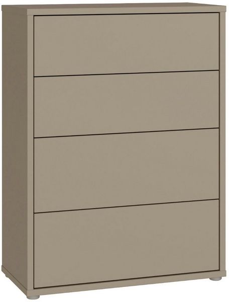 Forte ALICE SPRINGS Kommode 70 80, modern-minimalistisch, 4 Schubladen, Wohn-/Schlafzimmer, Holzwerkstoff, Taupe, 74,5 cm breit x 99,1 cm hoch x 34,9 cm tief