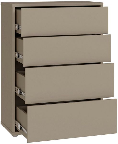 Forte ALICE SPRINGS Kommode 70 80, modern-minimalistisch, 4 Schubladen, Wohn-/Schlafzimmer, Holzwerkstoff, Taupe, 74,5 cm breit x 99,1 cm hoch x 34,9 cm tief Bild 4