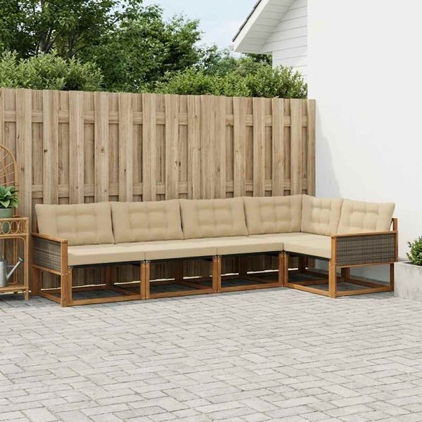 vidaXL Outdoor-Sofagarnitur mit Kissen 5 pcs Natur und Beige 3381421