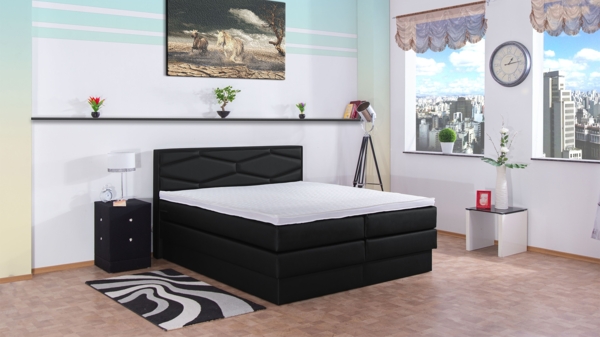 Meisterbetten Boxspringbett Fabi 160x220 in KL-Black, Matratzenbezug Nano, Ergoflex-Topper Bild 3