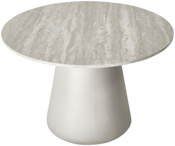 Couchtisch Oganto Ø60 cm in Travertin-Dekor, Hellgrau