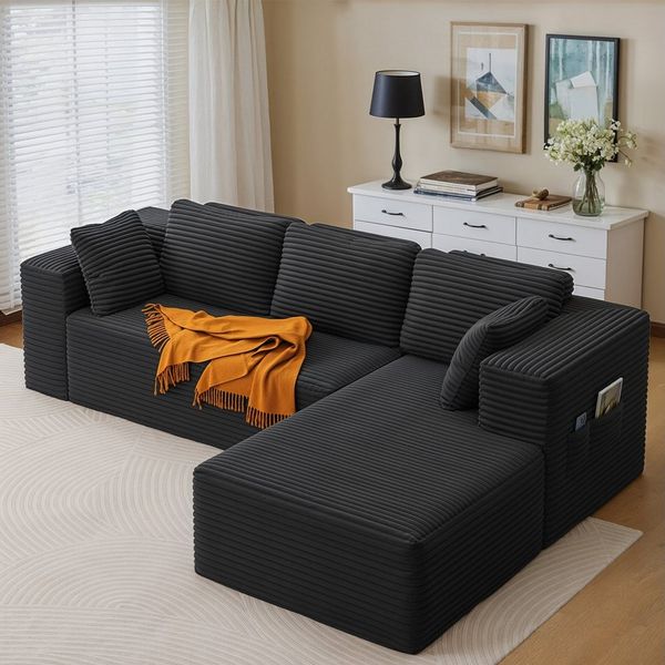 Bealife Ecksofa L-Form, B: 250cm, Keine Montage erforderlich, Modulares Design mit Polstern und Seitentaschen