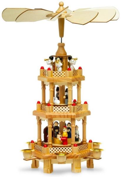 SIKORA Weihnachtspyramide aus Holz mit 3 Etagen Pyramide Weihnachten Deko bunt H:35cm - P34