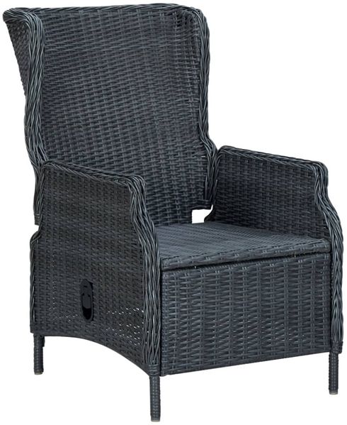 vidaXL Verstellbarer Gartensessel mit Auflagen Poly Rattan Dunkelgrau 313300 Bild 4
