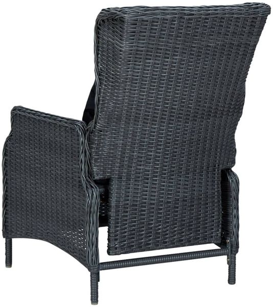 vidaXL Verstellbarer Gartensessel mit Auflagen Poly Rattan Dunkelgrau 313300 Bild 5