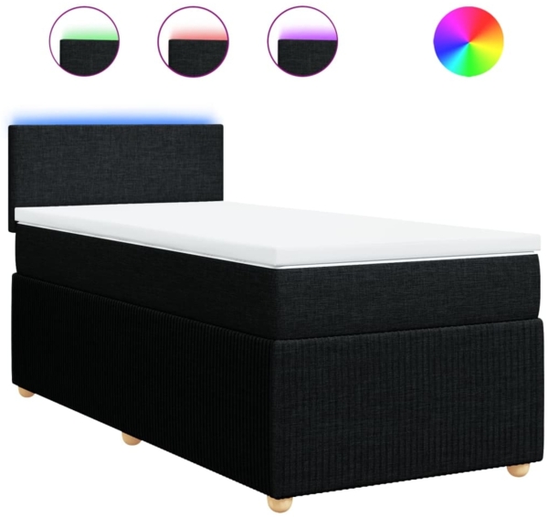 vidaXL Boxspringbett mit Matratze Schwarz 80x200 cm Stoff 3289578