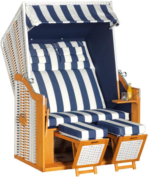 Sonnenpartner Strandkorb Rustikal 34 Z Stoff Nr. 1080 2-Sitzer, Halbliegemodell, PVC-Kunststoffgeflec