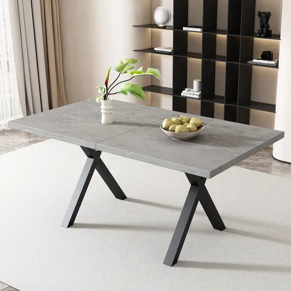 Esstisch, Marmoroptik grau, 1-St, 140/80/76 cm, Metallgestell