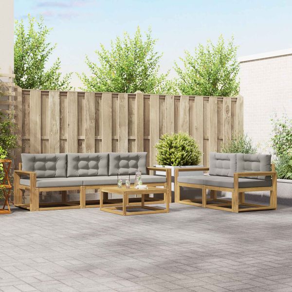 vidaXL Outdoor-Sofagarnitur mit Kissen 6 pcs Weiß und Hellgrau 3386065
