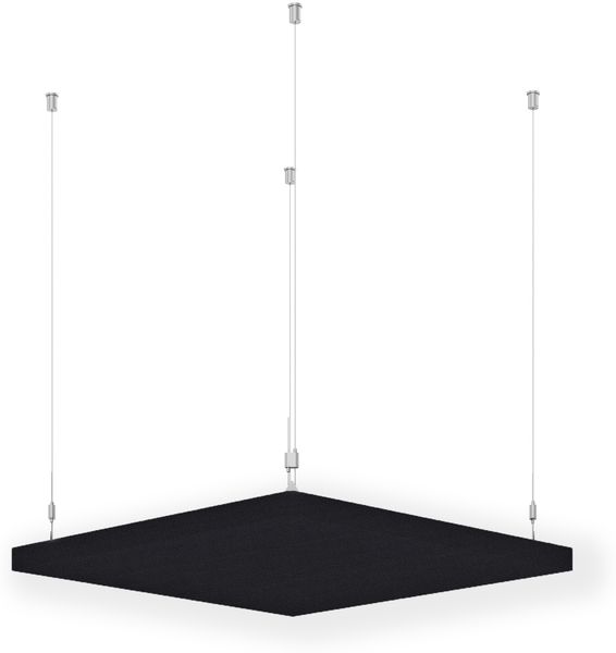 Rheinland Möbel FocusWall DAQ0505 – Quadratischer Akustik-Deckenabsorber 50×50 cm in Stofffarbe Sombrero inkl. Chrom-Stahlseilen - Made in Germany - Klasse A, Stoffbezug, schwer entflammbar