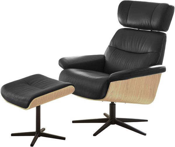 MANILA Loungesessel inkl. Hocker - schwarz / Natur