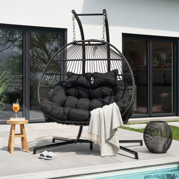 HOME DELUXE Hängesessel LOMA – 2 Sitzer Schwarz