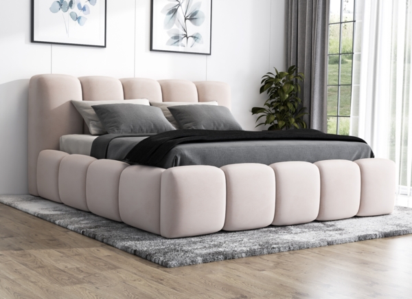 A&J MöbelLand 'Sonic' Polsterbett, Polyester, Beige, 90 x 200, mit Lattenrost, mit Bettkasten Bild 2