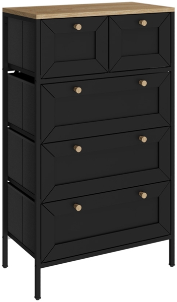 Kommode Belaro Schwarz 56 x 95 cm mit 5 Schubladen Vicco