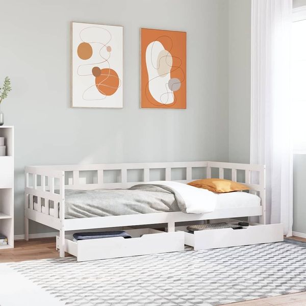 vidaXL Tagesbett mit Schubladen Weiß 90x200 cm Kiefernholz 3302084