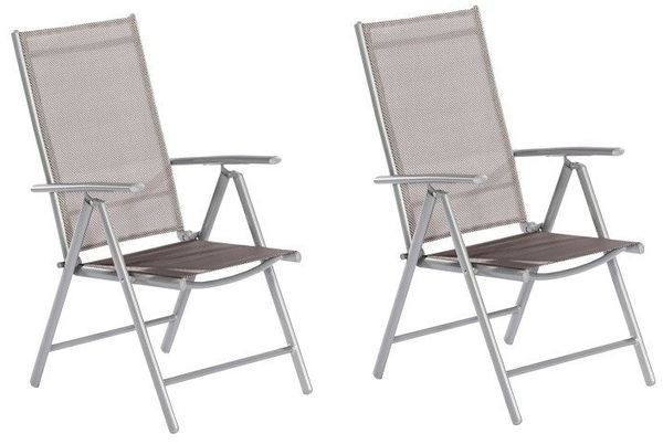 Amalfi Gartensessel, klappbar, silber/diamantbraun, 2er Set