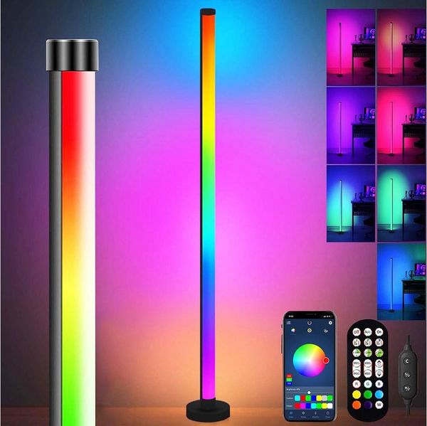 Sunicol LED Stehlampe Smart RGB Stehlampe mit App und Fernsteuerung, Musik Sync, Timer, LED fest integriert, 16 Millionen Farben, DIY für Gaming, Schlafzimmer, Wohnzimme