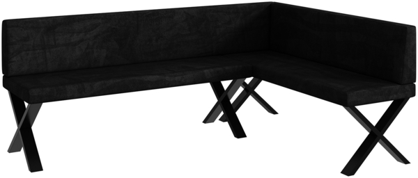 MEBLINI Eckbank für Esszimmer - Küchenbank - Essecke - Sitzecke Küche - TONI - X-Beine 142 x 196 x 87 cm Rechts - Schwarz Samt