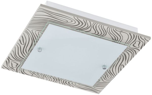 LED Deckenleuchte, Glas gemustert, weiß, braun, L 38cm