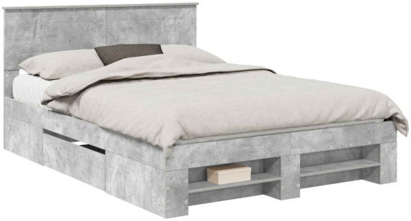 vidaXL Bettrahmen mit Kopfteil Beton Grau 140 x 200 cm Holzwerkstoff 3408756