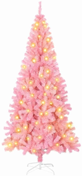 vidaXL Weihnachtsbaum mit 300 LEDs mit Ständer Rosa 180 cm PVC 3396425