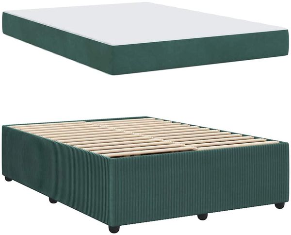 vidaXL Bettrahmen mit Matratze Dunkelgrün 160 x 200 cm Stoff 3398415 Bild 4