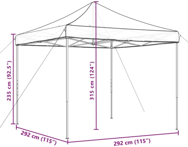 vidaXL Pop-Up Partyzelt, faltbar, Stahl / PE, Beige, ohne Seitenteile, 315 x 292 x 292 cm Bild 8