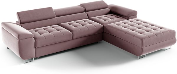 Ecksofa RIVA, große Eckcouch mit Schlaffunktion, ausziehbares Sofa, Bettkasten, verstellbare Kopfstützen, Rechts oder Links wählbar, Kronos 27, 72 x 200 x 277 cm