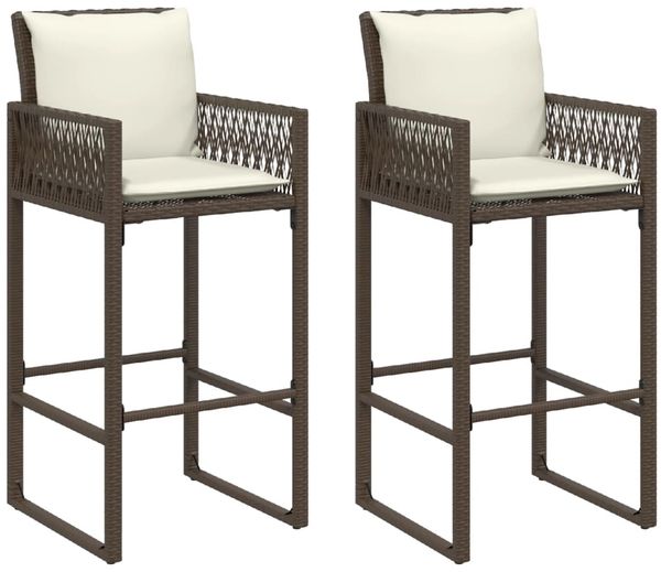 vidaXL Garten-Barhocker mit Kissen 2 Stk. Braun Poly Rattan 368706 Bild 2