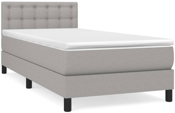 vidaXL Boxspringbett mit Matratze Hellgrau 100x200 cm Stoff 3140353