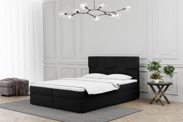 Boxspringbett Schlafzimmerbett JOLIE 200x220cm in Stoff Matt Velvet Schwarz