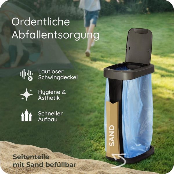 Novaliv Mülleimer 31049-2x, Novaliv 2X Müllsackständer mit Deckel für 70L-120L Müllsäcke, extra Ro