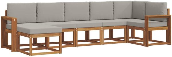 vidaXL Outdoor-Sofagarnitur mit Kissen 7 pcs Natürlich und Hellgrau 3366714 Bild 2