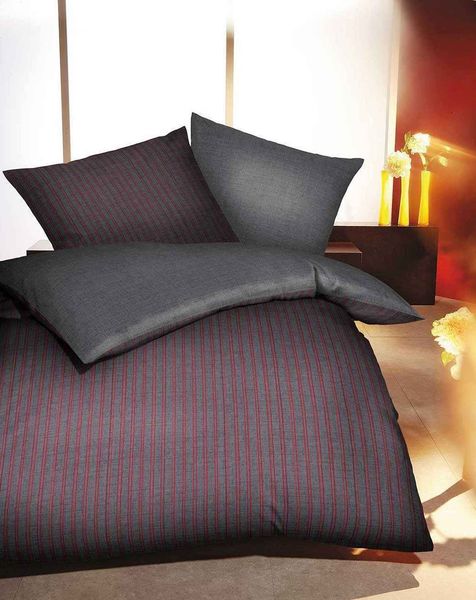Kaeppel Biber Wendebettwäsche Eternity Combo Grau gestreift 135x200 cm + 80x80 cm