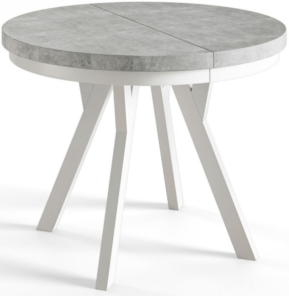 Alpi-Möbel Esstisch Wohnzimmertisch - Ausziehbarer runder Tisch 80-120 cm - Hellbeton, Ausziehbar, 2 x Einsatz 50 cm