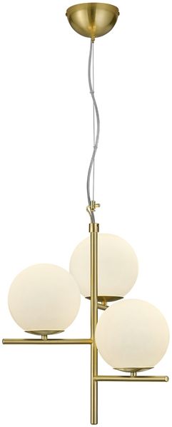 Pendelleuchte PURE 3-flammig in Messing mit Glaskugeln aus Opalglas, Ø 40cm Bild 2