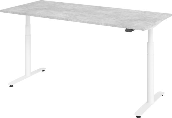 bümö elektrisch höhenverstellbarer Schreibtisch 180x80 cm mit Memory, Bluetooth & App-Steuerung - Schreibtisch höhenverstellbar elektrisch , elektrischer Schreibtisch Beton, Gestell weiß, XDLR-19-M-W